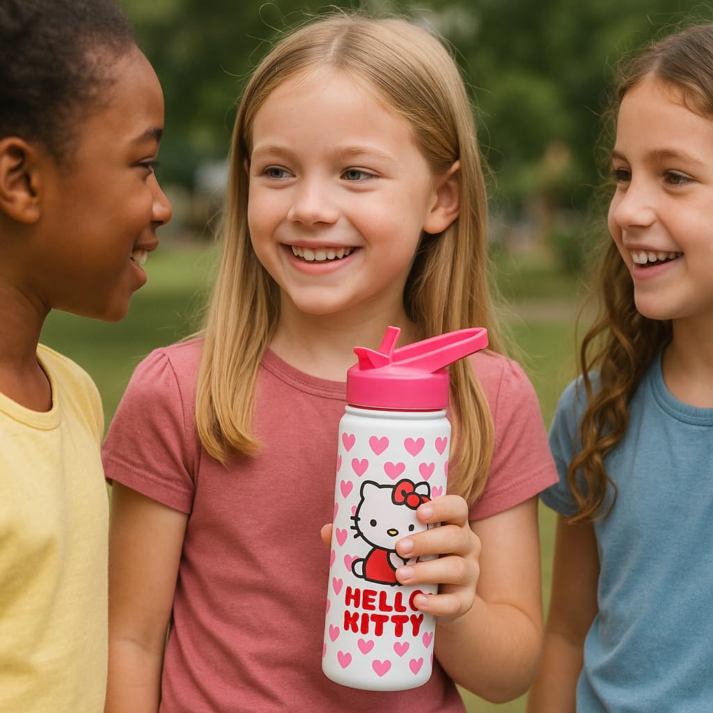 Sanrio Hello Kitty Insulated Water Bottle | 20 oz Stainless Steel Thermos for Kids | Hello Kitty Cup for Girls, Boys | Keeps Cold 24 Hrs, Hot 12 Hrs