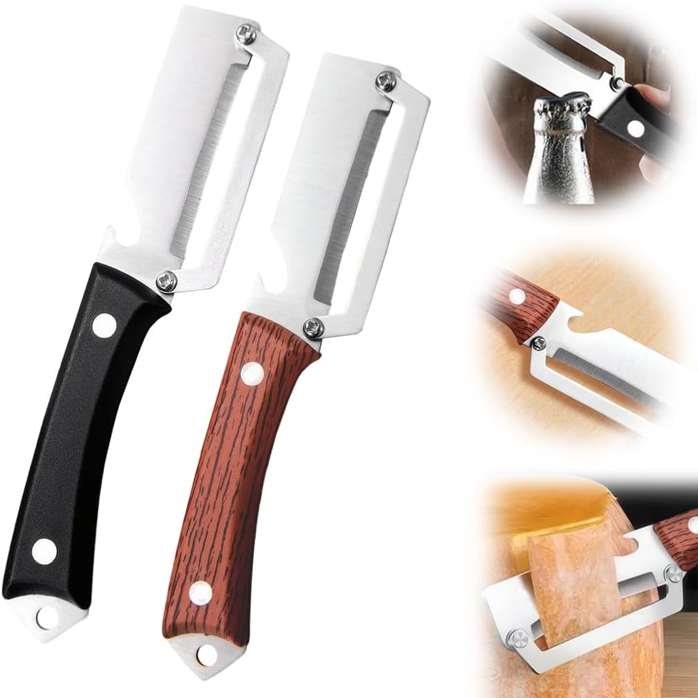 Skiennix 2-in-1 Vegetable Peeler - Stainless Steel Blade & Wooden Handle | Kitchen Tool Set (2 Pcs)