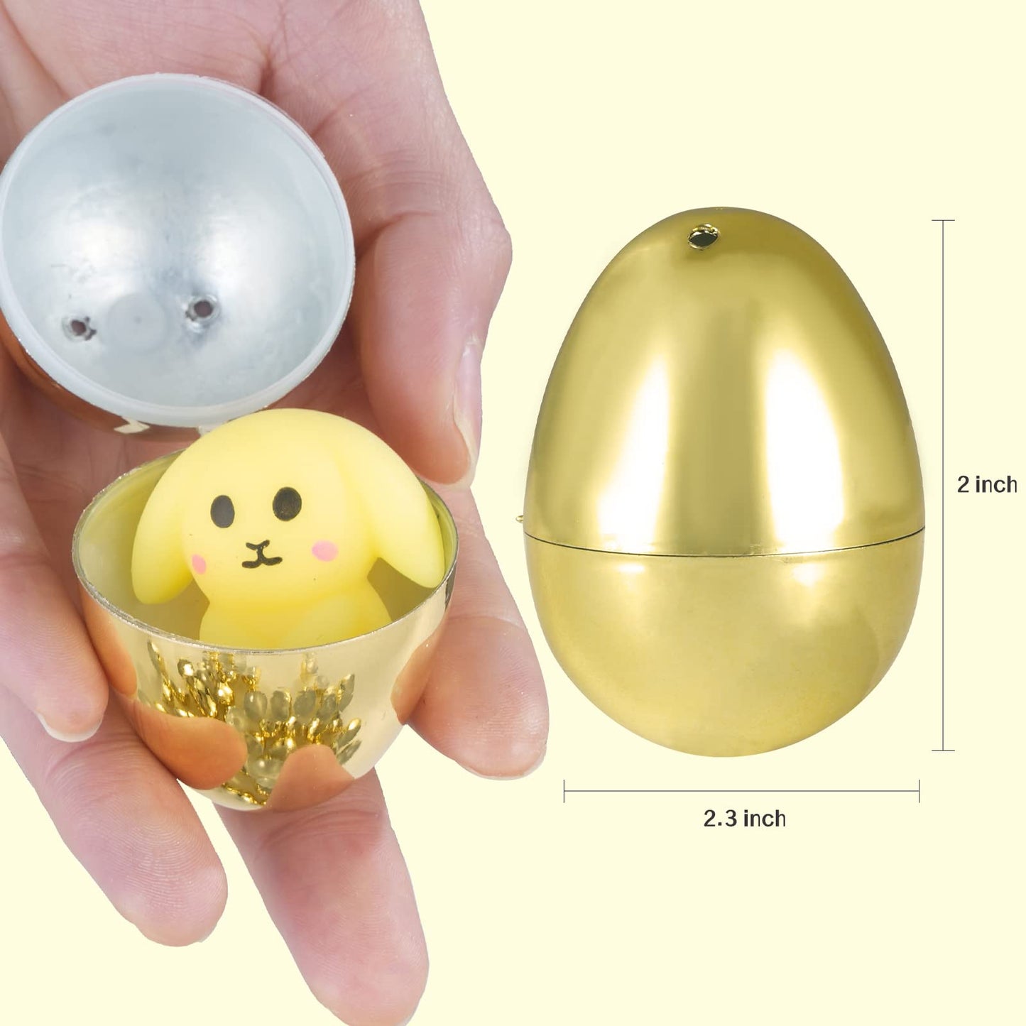 Kiddokids 12PCS Gold Easter Eggs, Metallic Plastic Empty Golden Eggs Fillable for Easter Eggs Hunt, Classroom Prize Supplies, Toys Filling Treats and Party Favors, Basket Stuffers Fillers