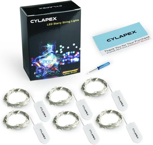 CYLAPEX LED Fairy Lights - 6 Pack Multicolor Battery Operated String Lights | 7ft 20 LEDs for Christmas & Parties