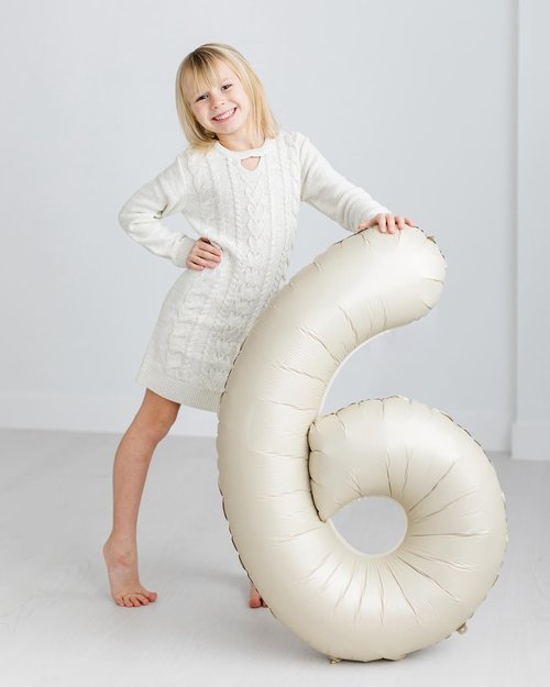 Cream 6 Balloon, Number Balloons 40 Inch, 6th Balloons for Birthday Decorations, Cream White Party Supplies 6 Birthday Balloon, Number 6 Balloon
