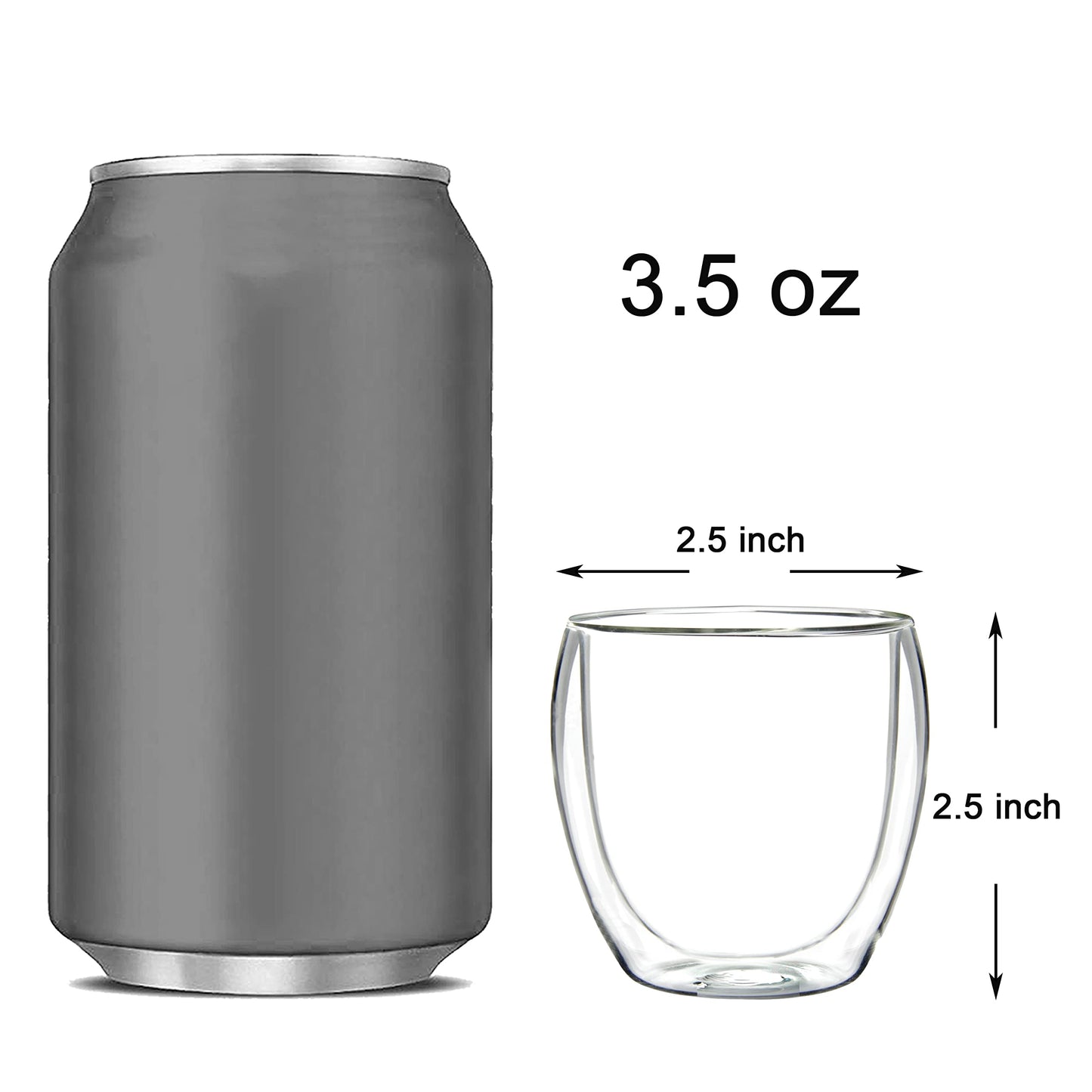 Youngever 4 Pack Espresso Cups, Double Wall Thermo Insulated Espresso Cups, Glass Coffee Cups (3.5 Ounce)