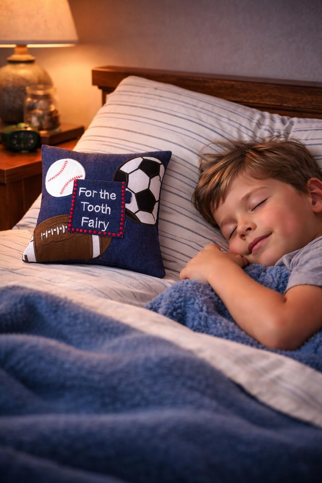 C&F Home Tooth Fairy Embroidered Mini Pillow with Pocket for Boys Sports Theme Girls Toothfairy Throw Small Petite Accent Pillow 6" x 6" for Kids Room Tooth Holder for First Lost Tooth