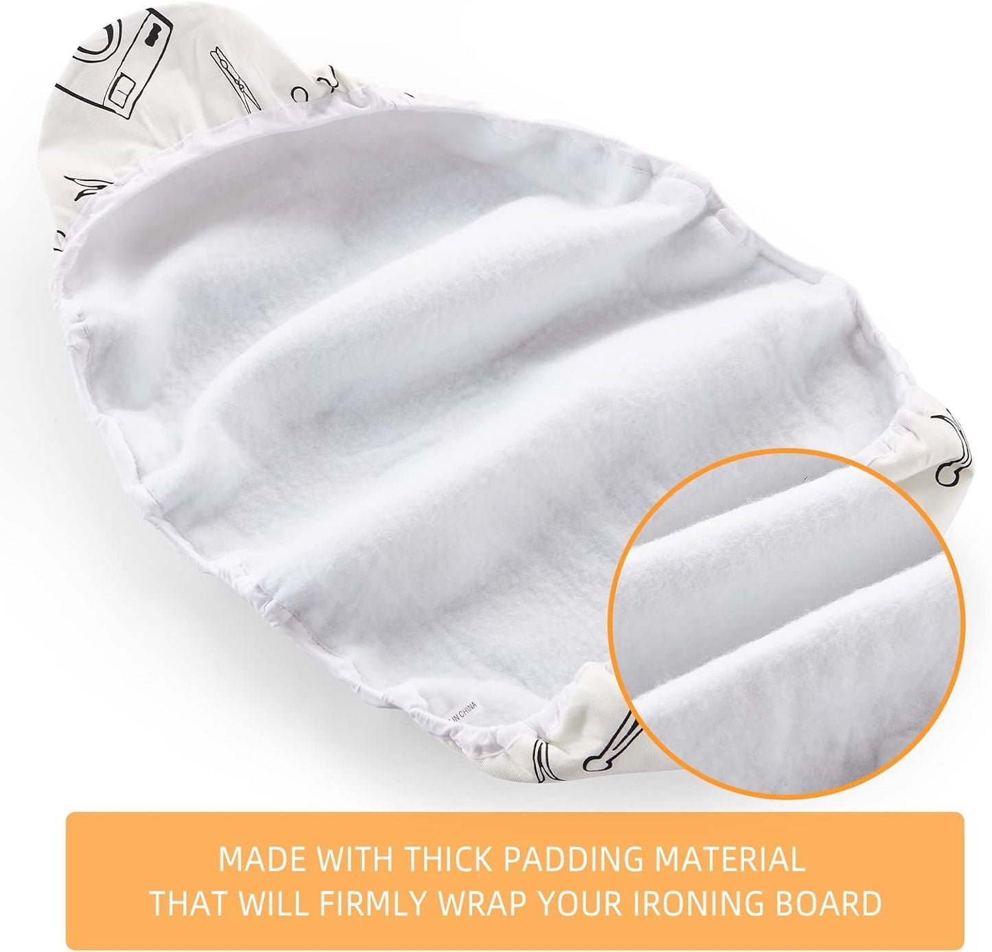 Seiritex Ironing Board Cover - Heat Reflective, Thick Padding, Standard Size 15 x 54 Inch | White
