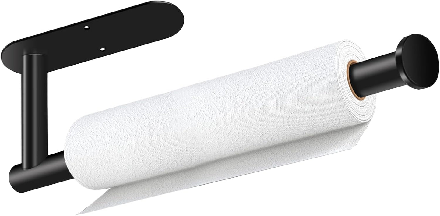 Stainless Steel Black Paper Towel Holder by [Brand Name] - Self-Adhesive or Drilling | Wall-Mount for Kitchen & Bathroom