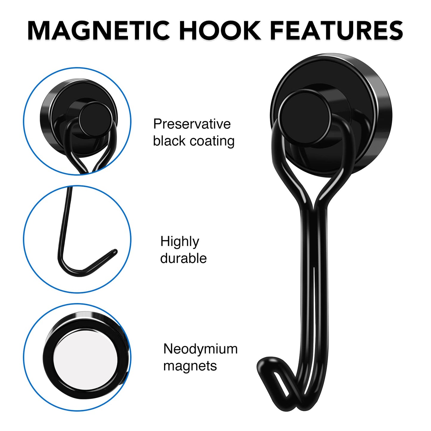 LOVIMAG Hooks, 30lbs+ Magnetic Magnet Hook 2026 Cruise Cabin Ship Essentials Heavy Duty Strong Refrigerator Fridge Hanging for Classroom Beach Vacation Kitchen Grills Home Mug Hanger (6 Pack)