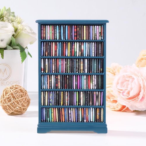 DIYDEC Mini Bookshelf - 180pcs Miniature Blue Books for Home Decor | Perfect Gift for Book Lovers