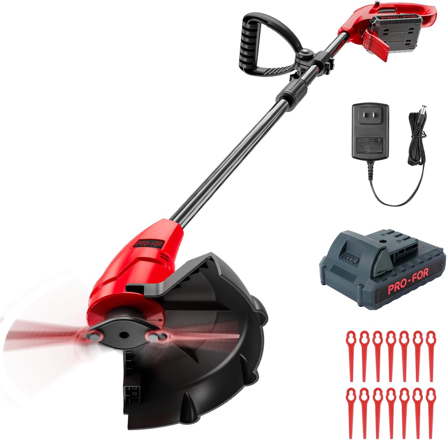 20V Lightweight Stringless Grass Trimmer - Cordless Electric Weed Eater with Battery & Charger