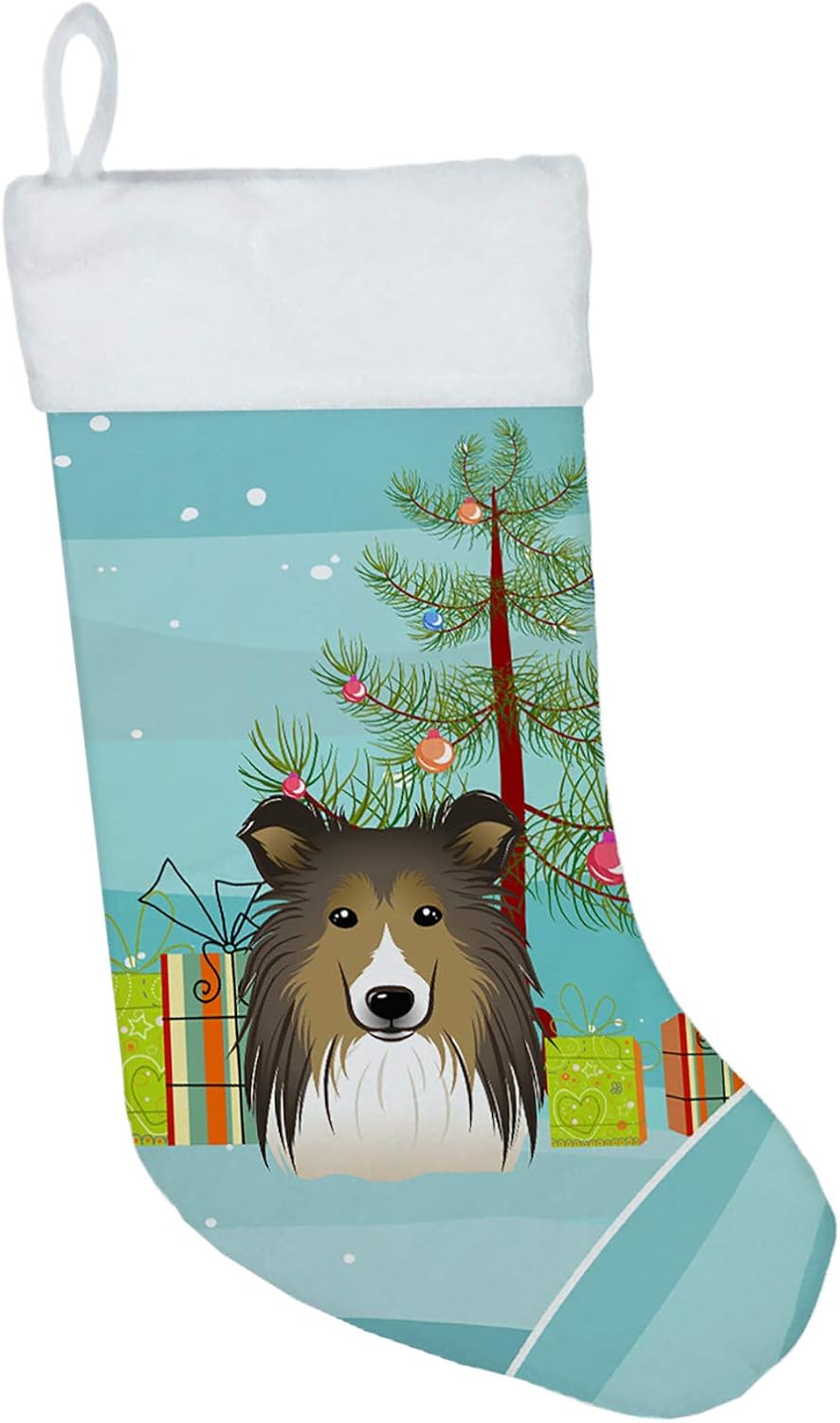 Shih Tzu Christmas Stocking - Chocolate Brown Dog Holiday Decor for Fireplace