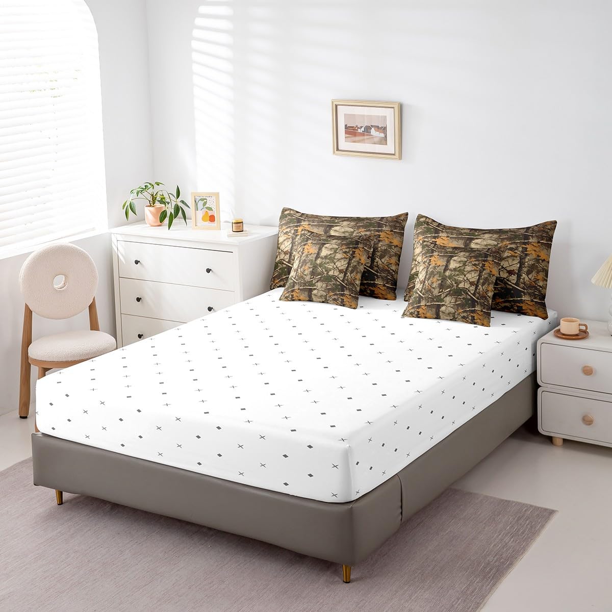 Feelyou Kids Branch Twin Comforter Set with Sheets Leaf Pattern 7 Pieces Bedding Set for Boys Girls Teens Camo Bed in a Bag Nature Theme Bed Set Bedroom