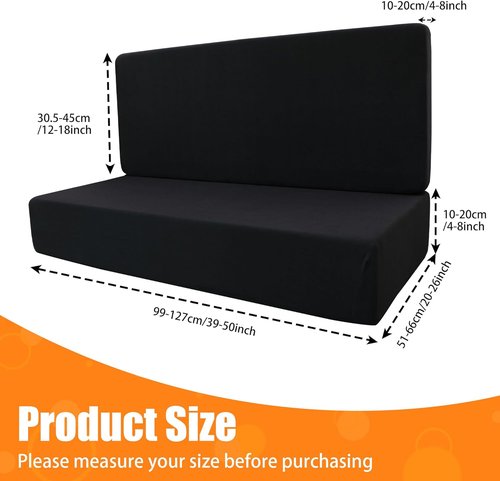 BIETYONE RV Dinette Cushion Covers - Stretchable Slipcovers for Camper Furniture | 2 Backrest & 2 Bench Covers (Black)