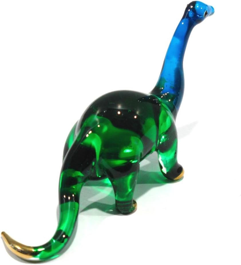 Miniature Blown Glass Brontosaurus Figurine - 2.5" Jurassic Collectible Decor
