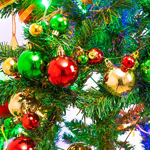 Whaline 6ft Red Green Gold Shatterproof Christmas Ball Garland 81-Piece Indoor/Outdoor