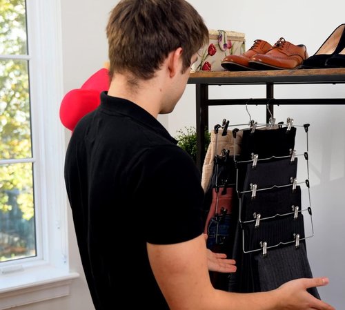 DEILSY™ 5-Tier Skirt Hangers - Space-Saving Metal Clips for Closet Organization | 3-Pack