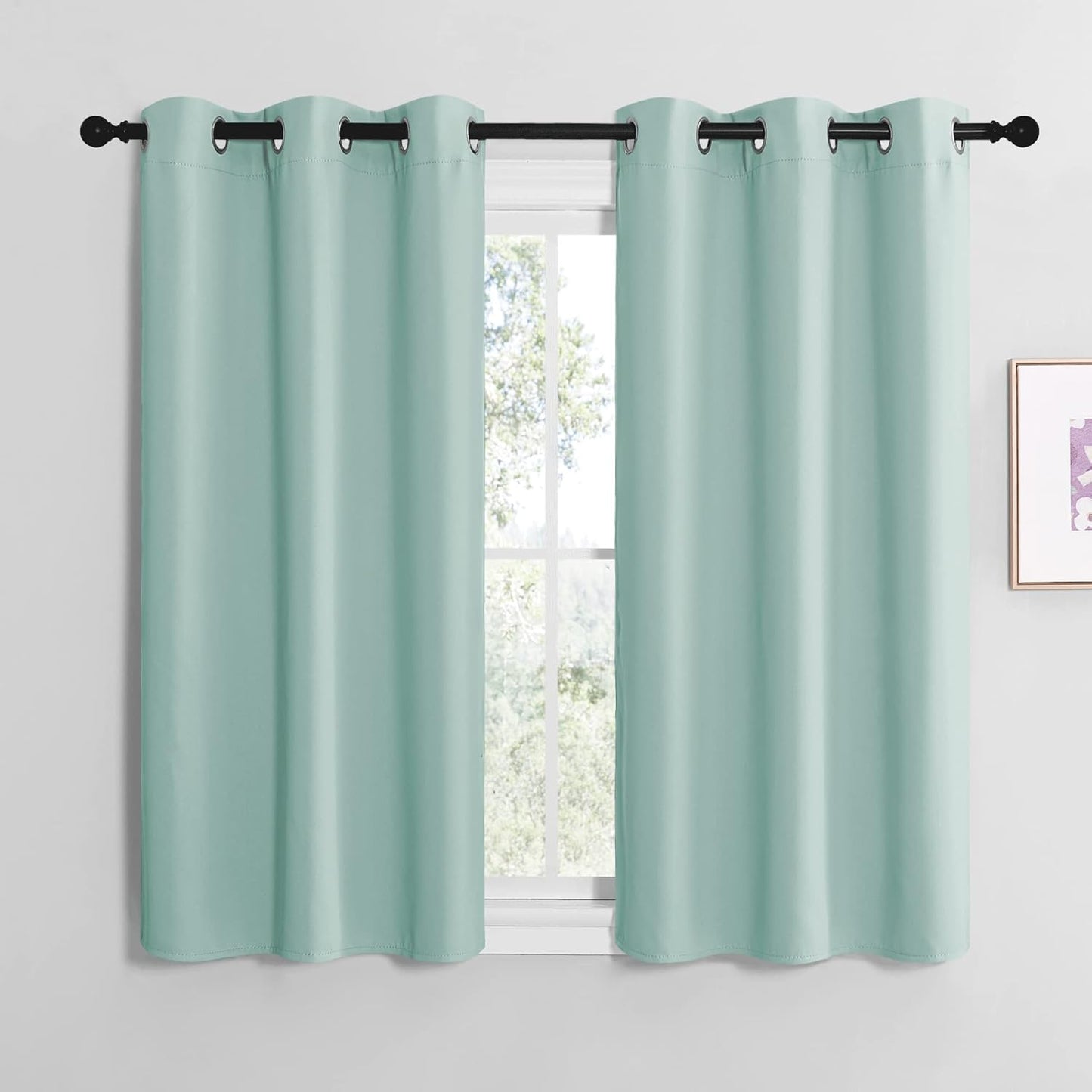 NICETOWN Aqua Blue Room Darkening Curtains - Thermal Insulated Grommet Drapes (Set of 2, 42" x 50")