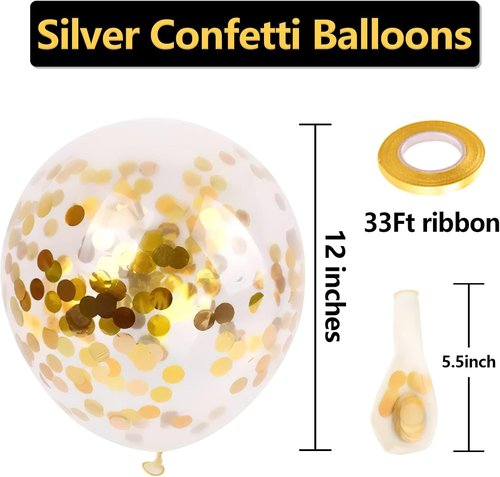 Bezente Gold Confetti Balloons - 12-Inch Helium Balloons with Golden Dots | 60-Pack for Parties & Events
