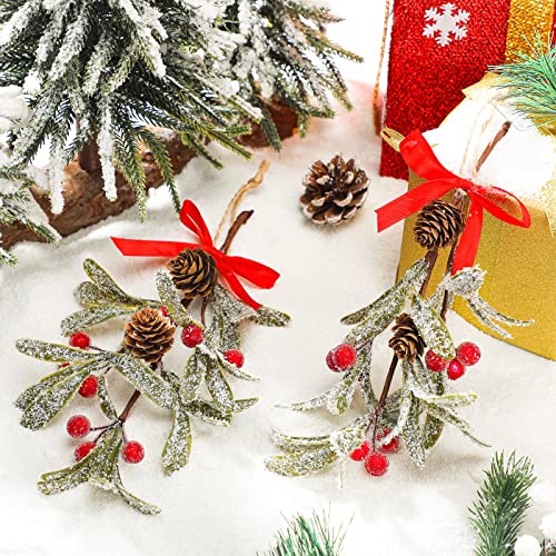 Giegxin 2 Pack Christmas Mistletoe Ornaments Red Bright Style Holiday Decor