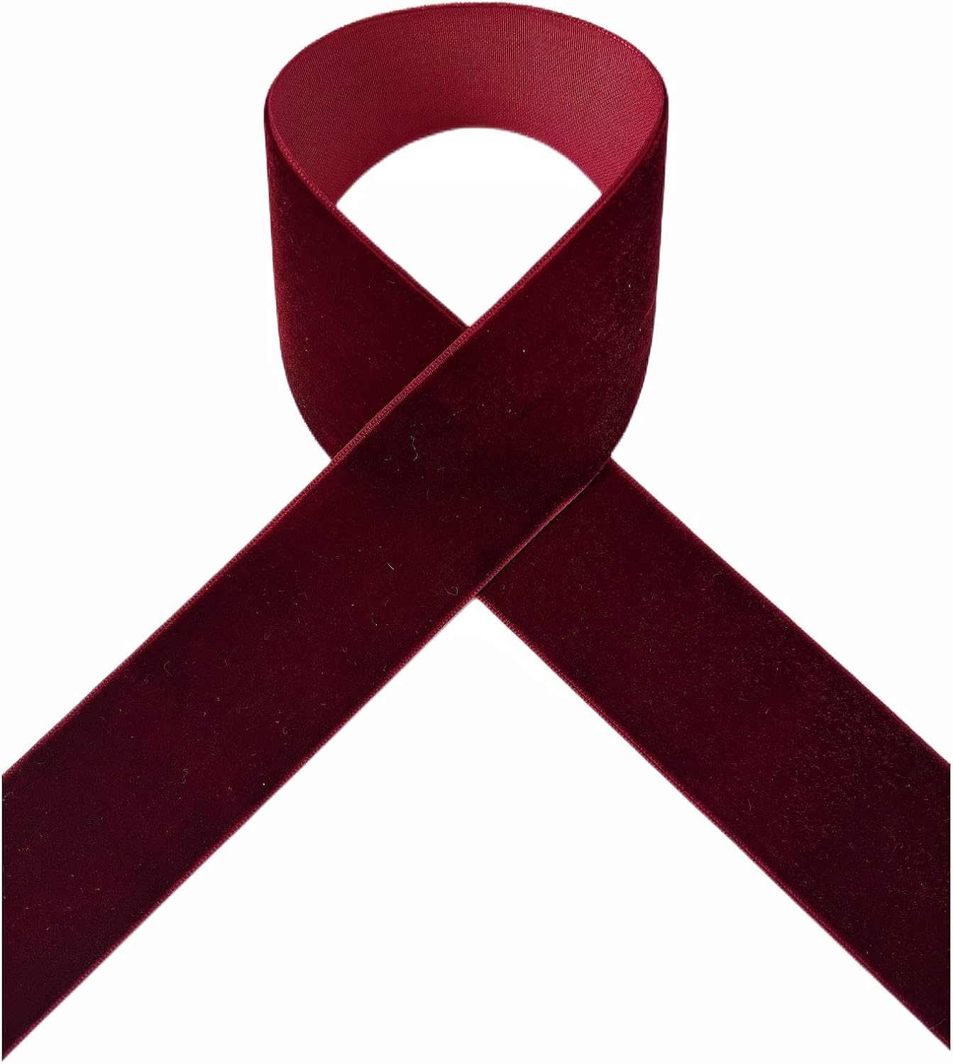 QIANF Velvet Ribbon - 1.5-Inch Wide, 25-Yard Spool in Elegant Burgundy Color
