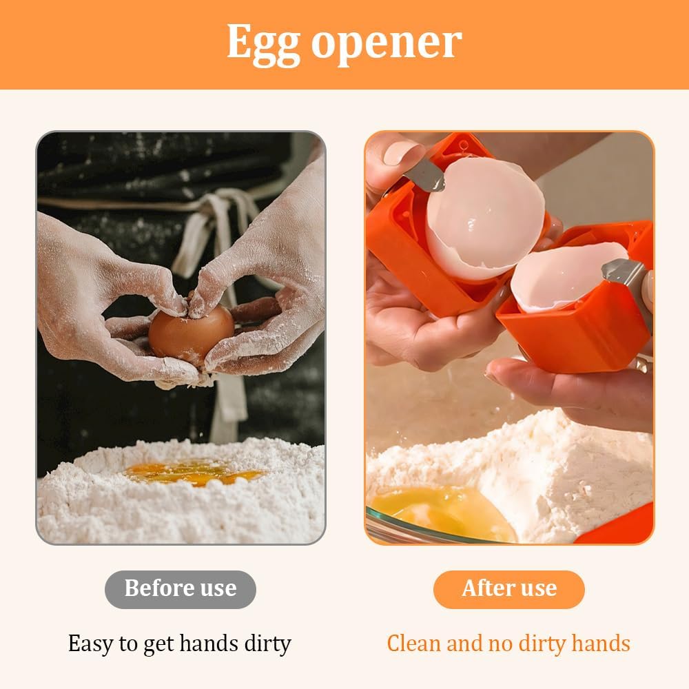 Skiennix Stainless Steel Egg Shell Opener - Multifunctional Cracker & Separator Tool | Easy Peeling, Orange