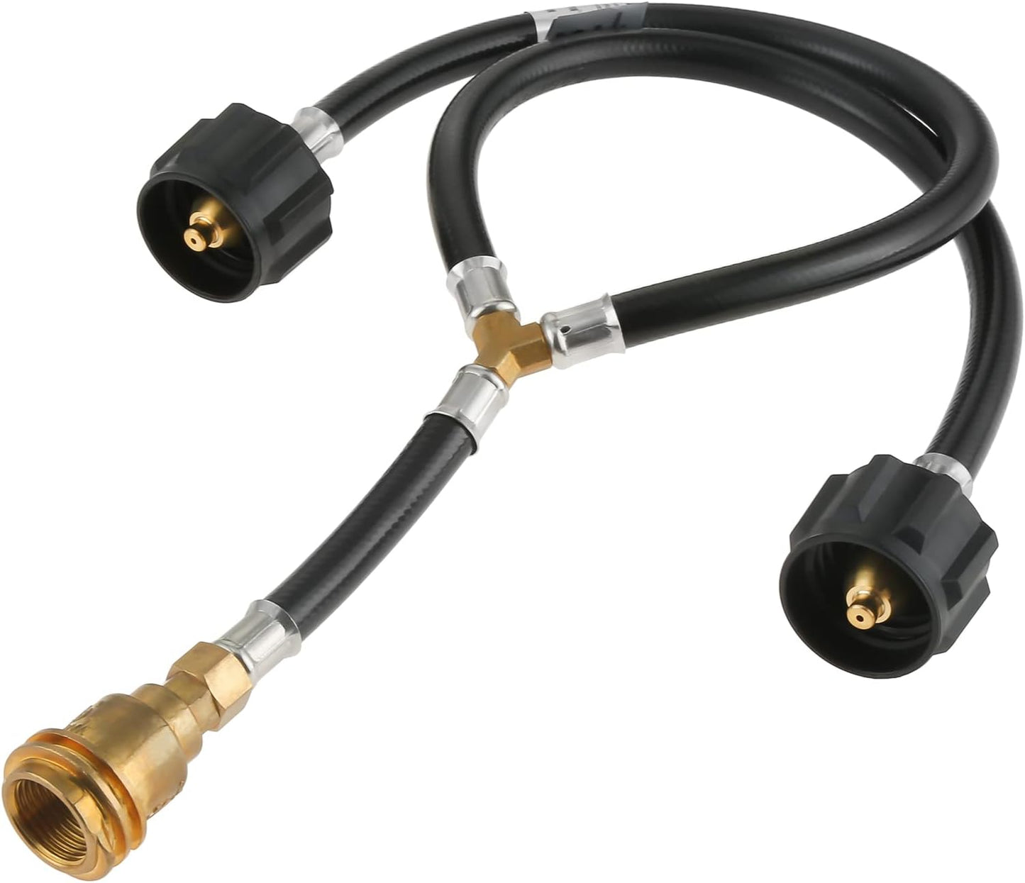 Universal Y Type Splitter - Propane Tank Converter Adapter Hose for 5-40lb Tanks | Two Way QCC1/Type1 Inlet