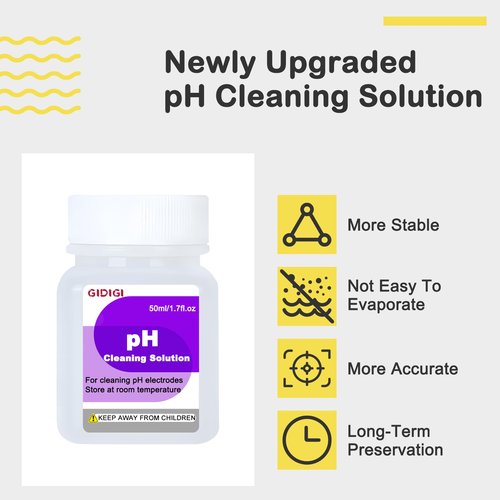 Cleaning Solution 50ml*4 for pH Meter Electrode,TDS EC Probe Cleaning Cleanser,Electrode Cleaning Solution