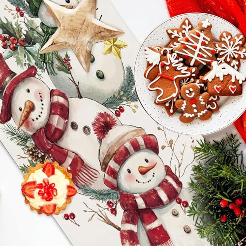 Baccessor Christmas Snowman Table Runner 13x90 Inches Winter Holiday Decor