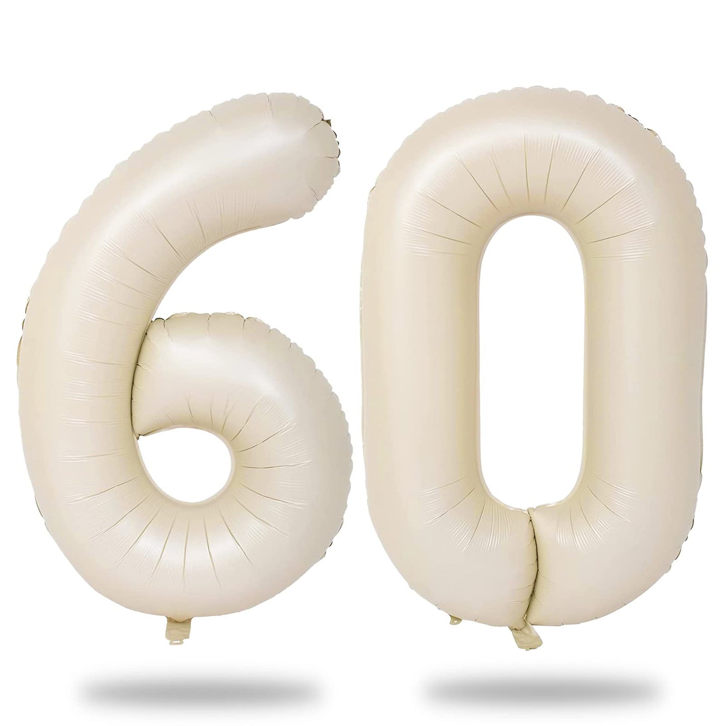 60th Birthday Balloons Cream for Women, 40 Inch Giant Beige Foil 60 Balloon Numbers Self Inflating, Ivory White Sand Digit 6 & 0 Helium Balloons for Men 60th Anniversary Party Decorations Supplies