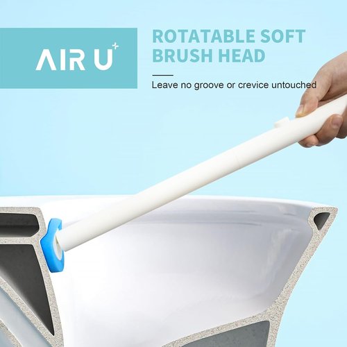 AIR U+ Disposable Toilet Brush - Complete Cleaning System with 24 Wand Refills & Storage Caddy