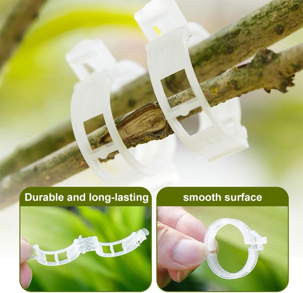 Skiennix Plant Support Clips - Clear Clips for Climbing Plants | 50 PCS for Tomatoes & Vines