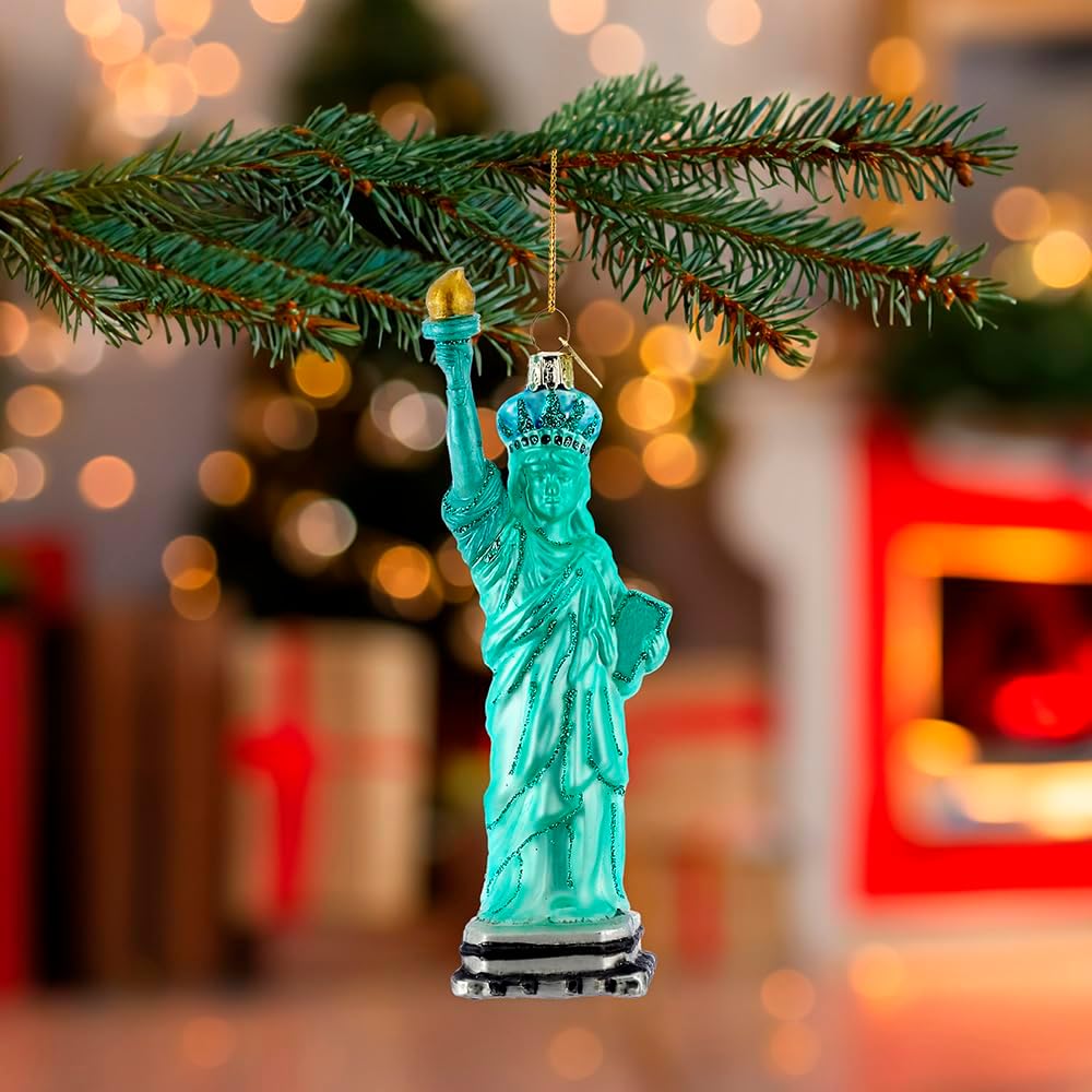 Statue of Liberty Glass Ornament - 5.5-Inch Noble Gems by Kurt Adler