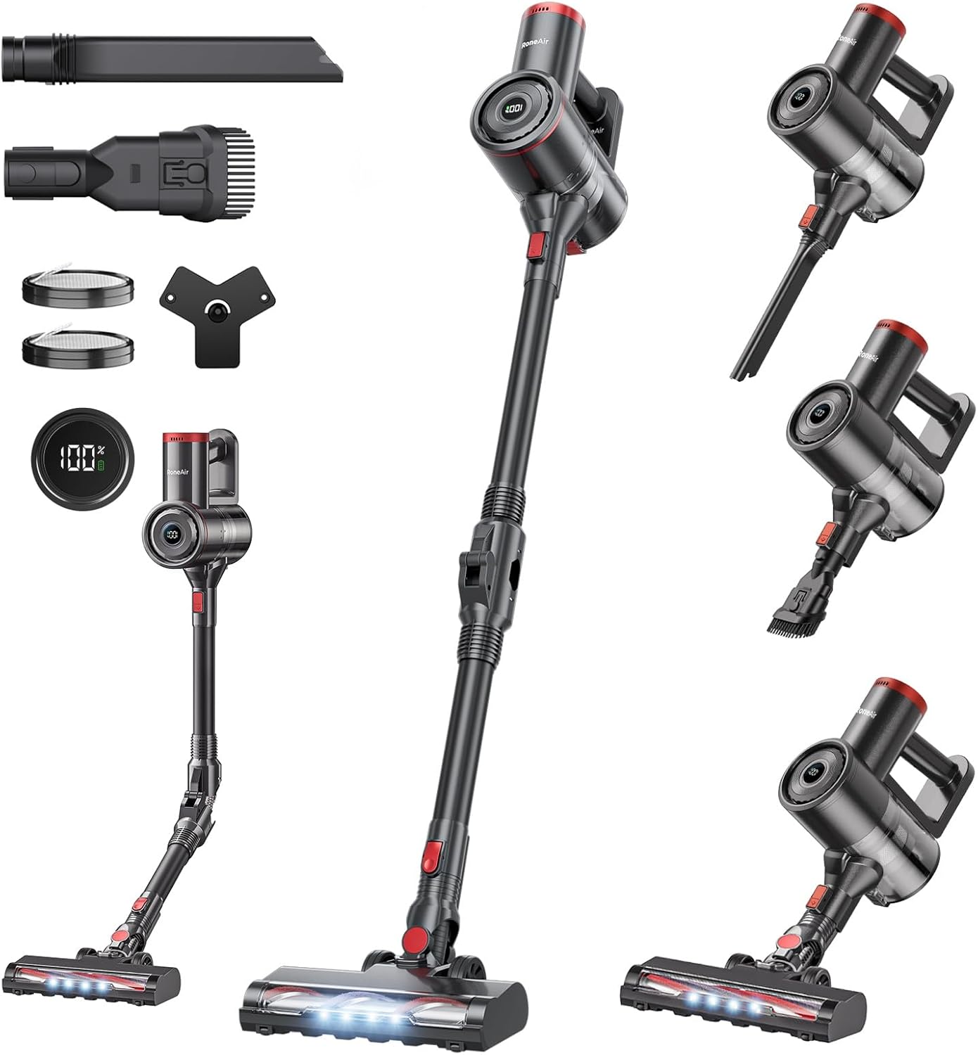 RONEAIR Cordless Vacuum Cleaner - Powerful 40Kpa Suction for Pet Hair | Self-Standing, 45 Mins Runtime