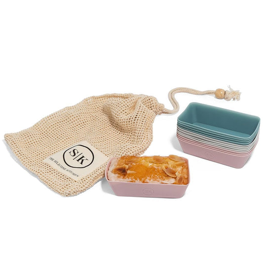 The Silicone Kitchen Silicone Individual Mini Loaf Pans - Reusable, Non-Toxic, BPA Free, Dishwasher Safe, Bento Box Accessories (12 Pack, Pink, Gray, Blue)