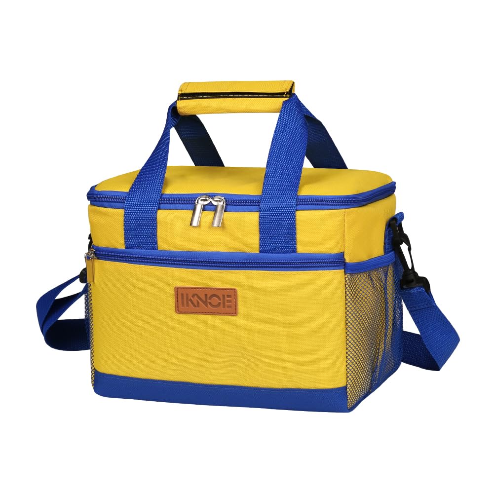 iknoe Insulated Lunch Bag, Foldable 8.5L Cooler Bag for Men & Women, Leakproof Thermal Design, Great for Office, Picnic, Travel, Lunch Box, Yellow