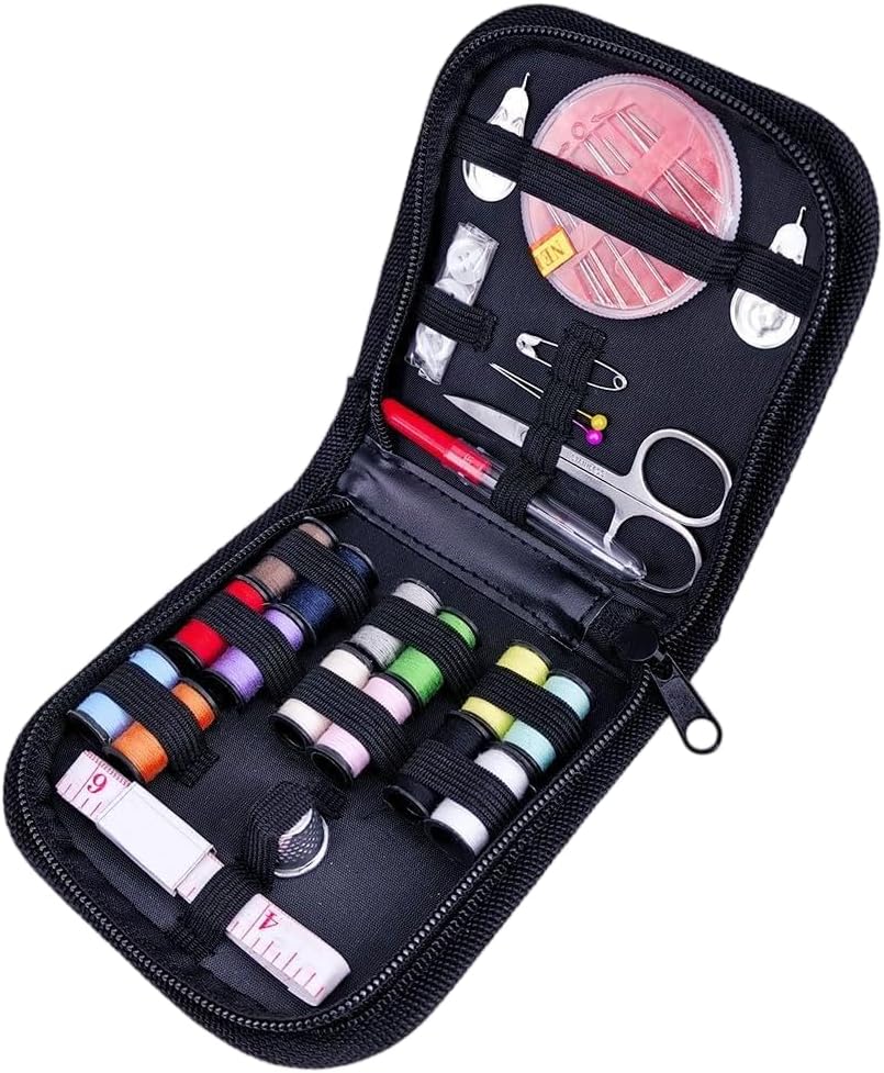 Skiennix 42-Piece Sewing Kit - Complete Home & Travel Essentials with Scissors & Thread - Black Bag