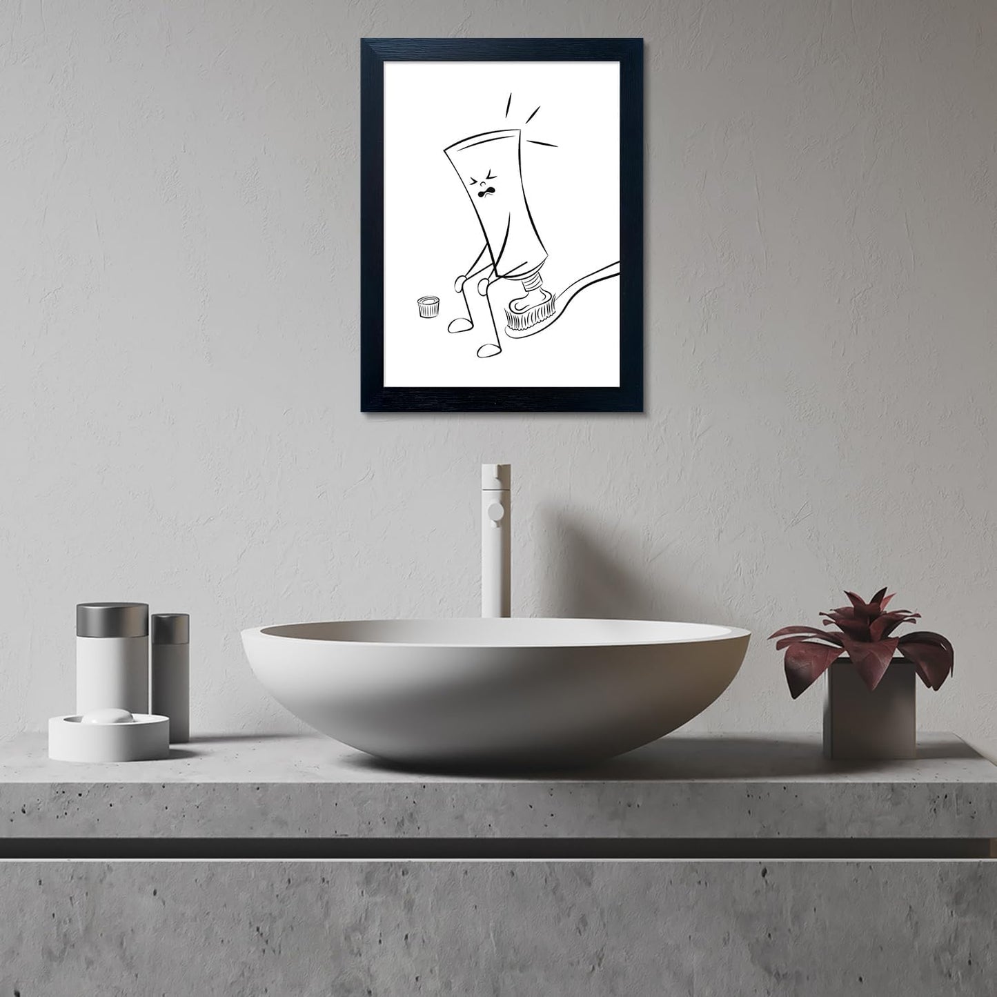 Regine Switzerland Black and White Bathroom Wall Art - Funny Toilet Decor Canvas Print | Minimalist Humor Design