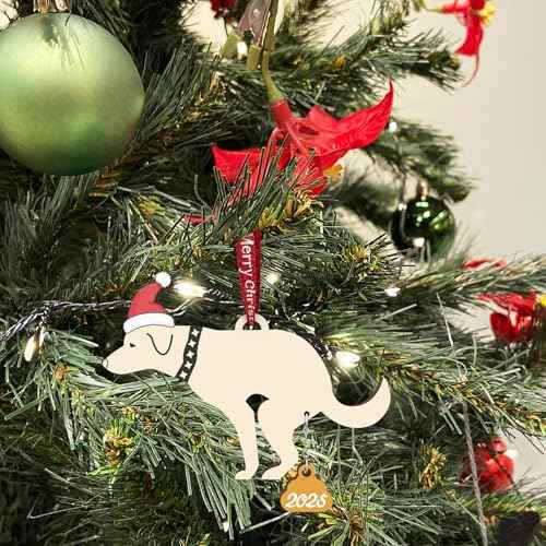 Funny Christmas Ornaments 2025 Pet Dog Christmas Ornaments Dog Ornaments for Christmas Tree Wood Laser Engraved (Wooden lab)
