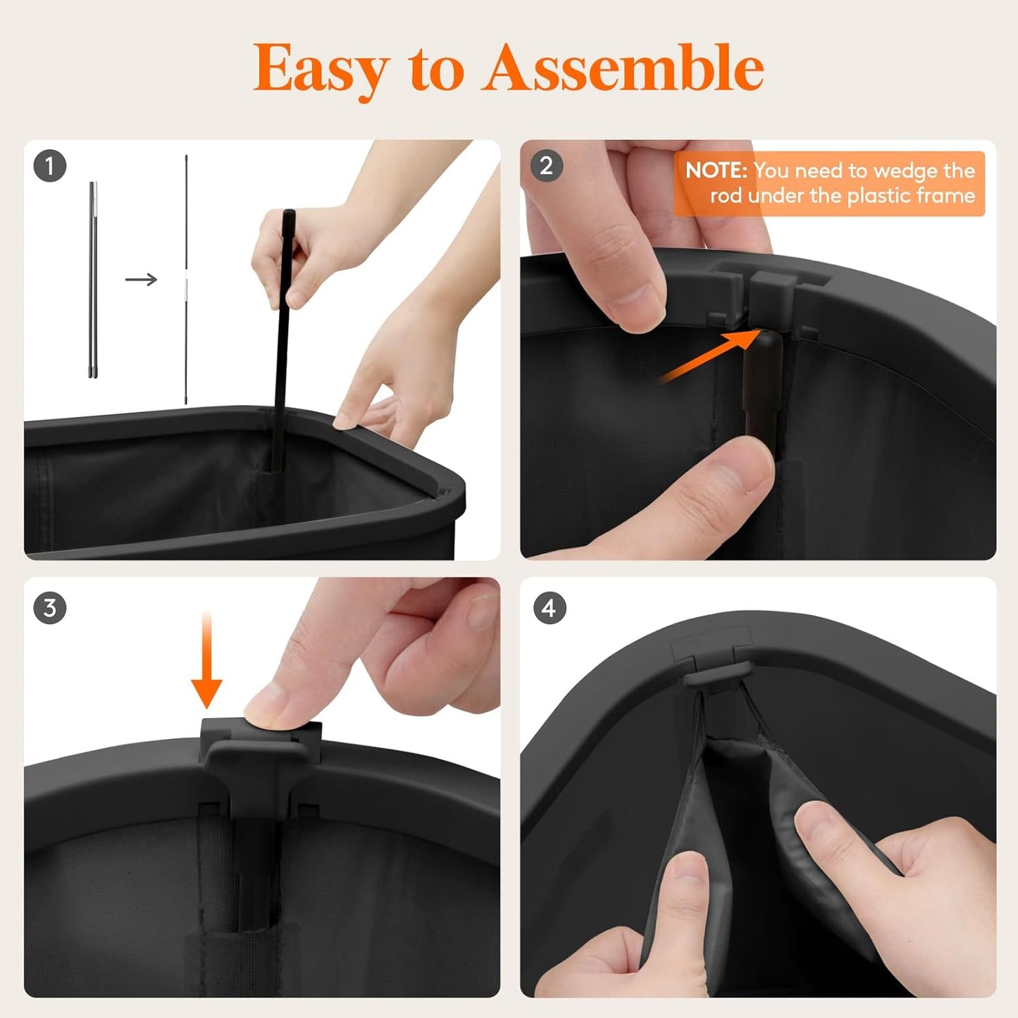 Lifewit 105L Large Laundry Basket - Foldable Hamper with Lid & Removable Bag | Black