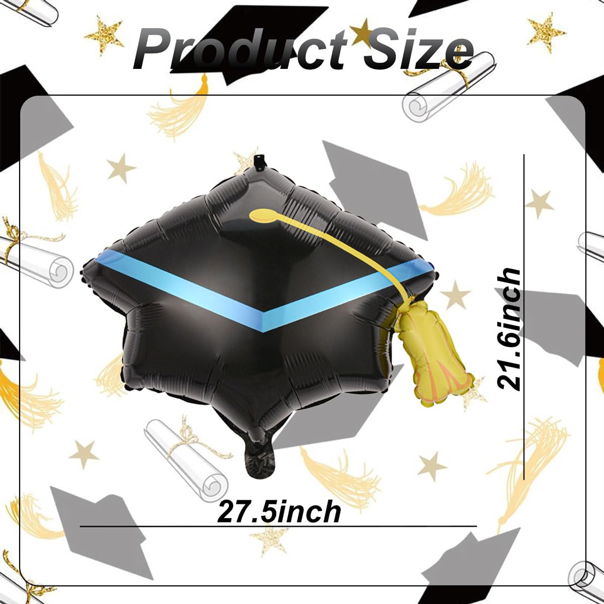 6Pcs Graduation Balloons - 22 Inch Black Graduation Cap Balloons - Grad Hat Balloon for Graduations Decorations Class of 2026 - Grad Party Decorations 2026