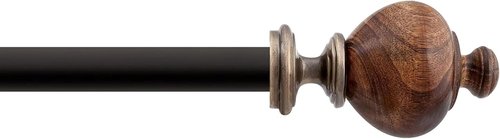 DECO WINDOW Heavy-Duty Curtain Rod - Adjustable 44-120 Inch Metal Drapery Rod with Decorative Wood Finials | Brown Matte
