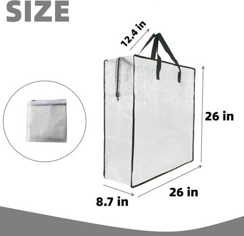 Clear Storage Bags by [Brand Name] - 2 Pack Zippered Organizers for Blankets, Clothes & Bedding