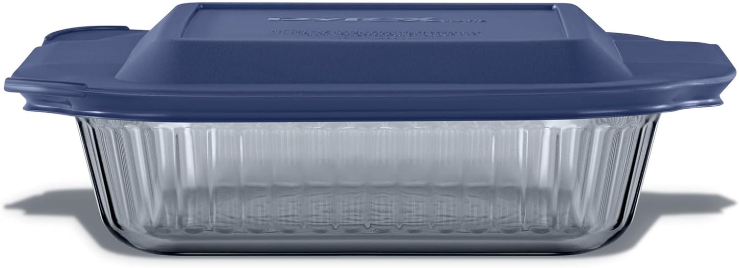 Pyrex Colors Tinted Glass Baking Dish - 8x8 Oblong Bakeware with BPA-Free Lid | Dishwasher & Microwave Safe