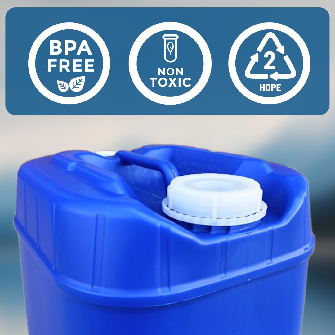 Aguaprep 5-Gallon Stackable Water Storage Containers, 5 Gallons Each w/Lids + Spigot, Easy Fill, Survial Supply Emergency Water Storage for Camping and Disaster Preparedness, RV, 10 Gallon (2 Tanks)