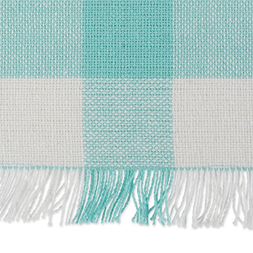 DII Fringed Check Table Runner 14x72 in Aqua – Tabletop Home Decor