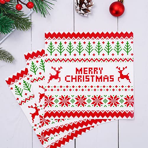 Whaline Christmas Disposable Napkins 6.5 x 6.5 Inch 80-Pack Ugly Sweater Pattern