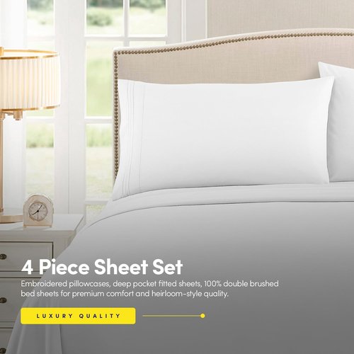 1500 Supreme Collection Twin Sheet Set - Extra Soft 3-Piece White Bed Sheets with Deep Pockets