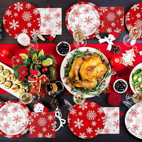 Christmas Plates and Napkins Serve 50 Snowflake Sets Includes Dinner