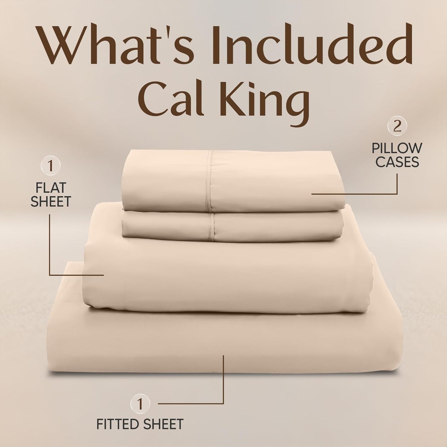 Utopia Bedding California King Sheet Set - Soft, Breathable Microfiber - 4-Piece in Beige