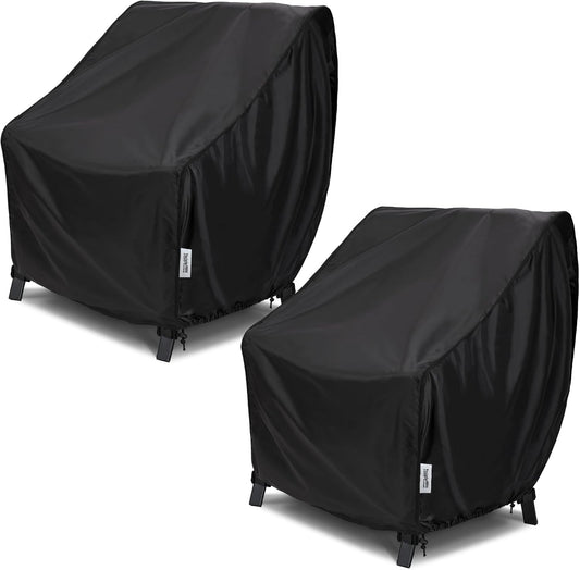 Skiennix Outdoor Chair Covers - Waterproof & UV Resistant - Heavy Duty Oxford Fabric, Black, 33x34x31 Inches