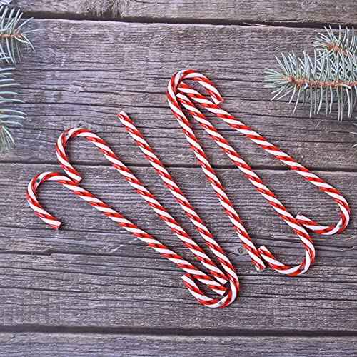 Christmas Candy Canes 32pcs Candy Canes Plastic Christmas Tree Hanging Ornaments with Approx 11yard Cord (red-5.1inch)