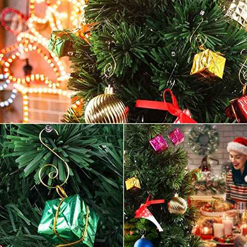 200PCS Christmas Ornament Hooks Christmas Tree Ornament Hanger Metal Wire Hanging Hook for Xmas Tree Xmas Balls Party Decor (Gold)